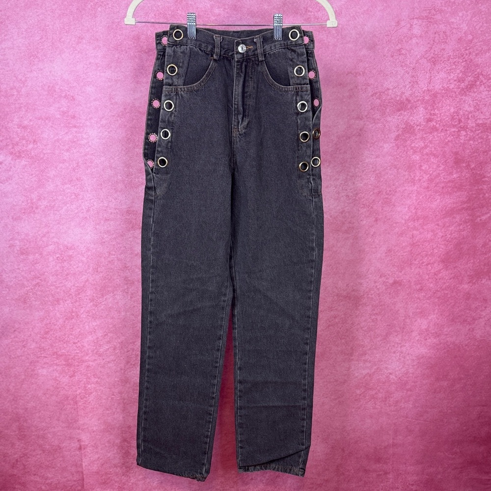 146. No1 Los Angeles Side Grommet Chain Pants Size S - Picture 3 of 7